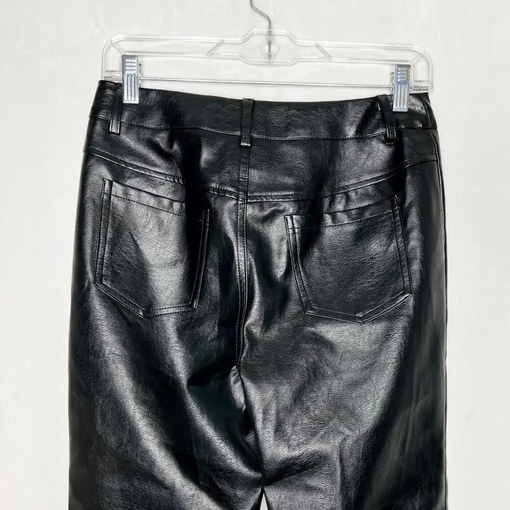 PRINCESS POLLY / Macey black faux leather high waisted pants / 6